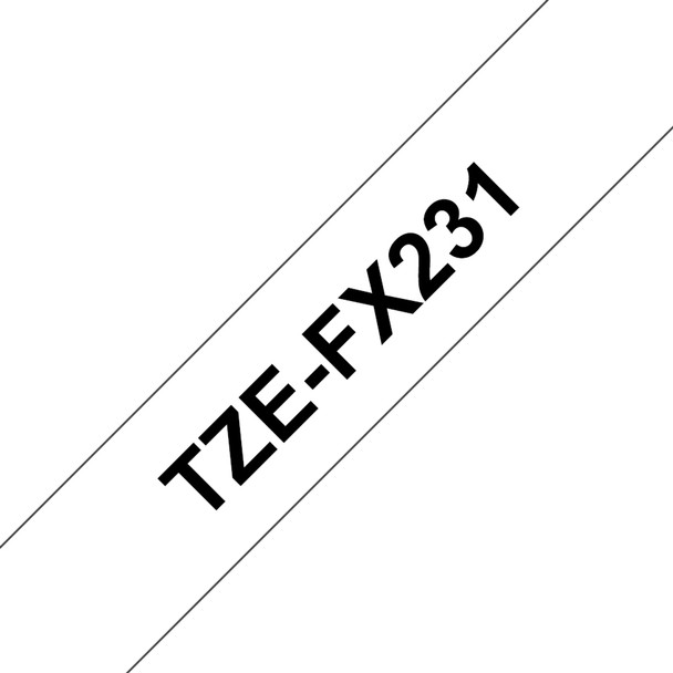 Brother P-touch TZe-FX231 12mm x 8m Black On White Laminated Flexi Labelling Tap TZEFX231