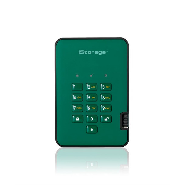 iStorage diskAshur2 256-bit 1TB USB 3.1 secure encrypted hard drive - Green IS-D IS-DA2-256-1000-GN