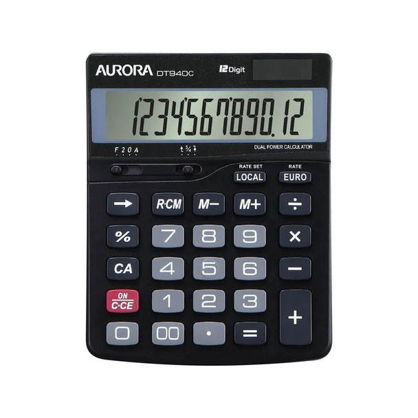 Aurora 12 Digit Desktop Calculator Black - DT940C DT940C Aurora 12 Digit Desktop Calculator Black - DT940C DT940C