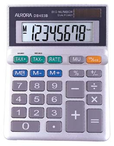 Aurora 8 Digit Semi Desktop Calculator Silver - DB453B DB453B
