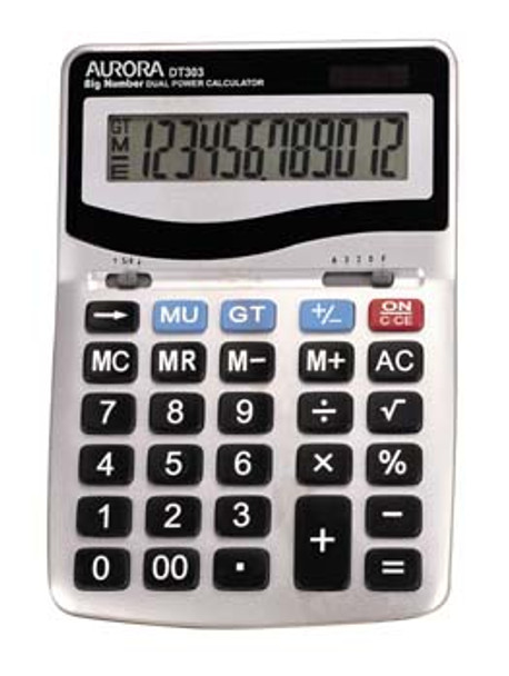 Aurora 12 Digit Desktop Calculator Silver - DT303 DT303 Aurora 12 Digit Desktop Calculator Silver - DT303 DT303