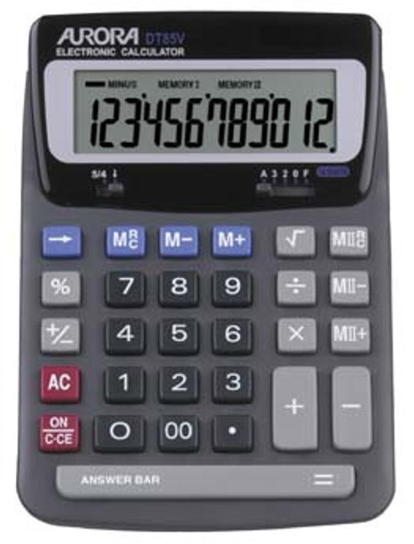 Aurora Heavy Duty 12 Digit Desktop Calculator Grey - DT85V DT85V