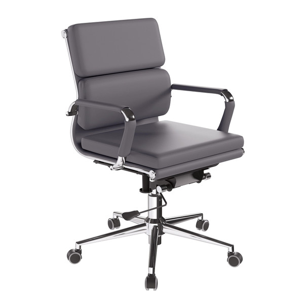Nautilus Designs Avanti Medium Back Bonded Leather Executive Office Chair Grey BCL/5003/GY Nautilus Designs Avanti Medium Back Bonded Leather Executive Office Chair Grey BCL/5003/GY