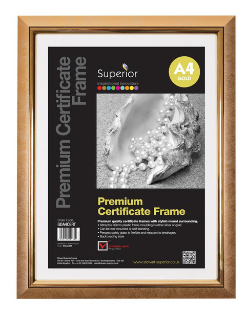Seco A4 Deluxe Certificate Frame Gold - GDA4CERT GDA4CERT Seco A4 Deluxe Certificate Frame Gold - GDA4CERT GDA4CERT