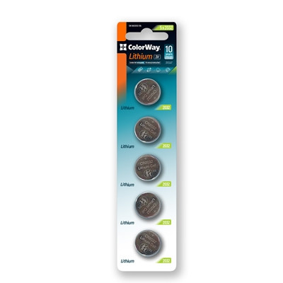 Colorway Lithium Power Blister Pack Of 5 Coin Cell Cr2032 Batteries CW-BACR2032-5B