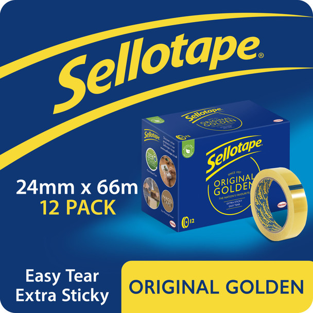 Sellotape Original Golden Tape 24Mmx66m Clear Pack 12 1443268 2974498 Sellotape Original Golden Tape 24Mmx66m Clear Pack 12 1443268 2974498