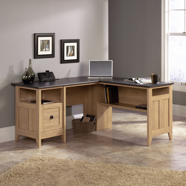 Home Study Home Office L-Shaped Desk Dover Oak With Slate Finish - 5412320 - 5412320