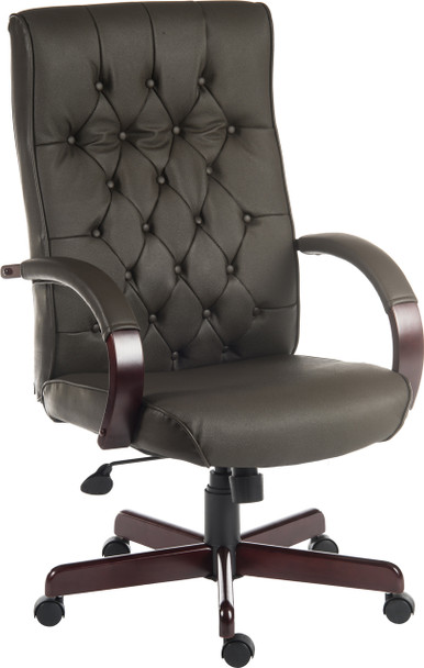 Warwick Antique Style Bonded Leather Faced Executive Office Chair Brown B8501BN B8501BN
