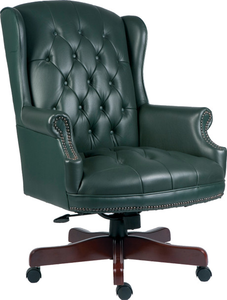 Chairman Antique Style Bonded Leather Faced Executive Office Chair Green B800GR B800GR