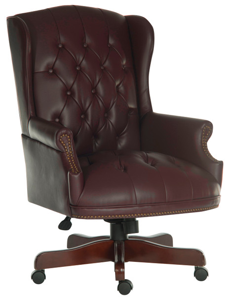 Chairman Antique Style Bonded Leather Faced Executive Office Chair Burgundy B800 B800BU