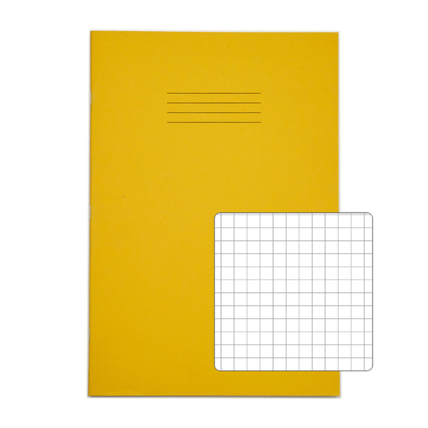 Rhino A4 Exercise Book 32 Page 7Mm Squared Yellow Pack 100 - VDU014-100-6 VDU014-100-6