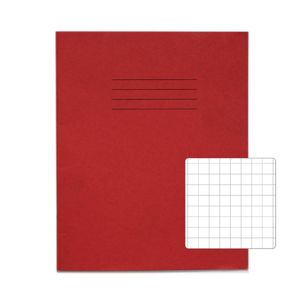 Rhino 8 X 6.5 Exercise Book 48 Page 10Mm Squares S10 Red Pack 100 - VEX342-558-6 VEX342-558-6
