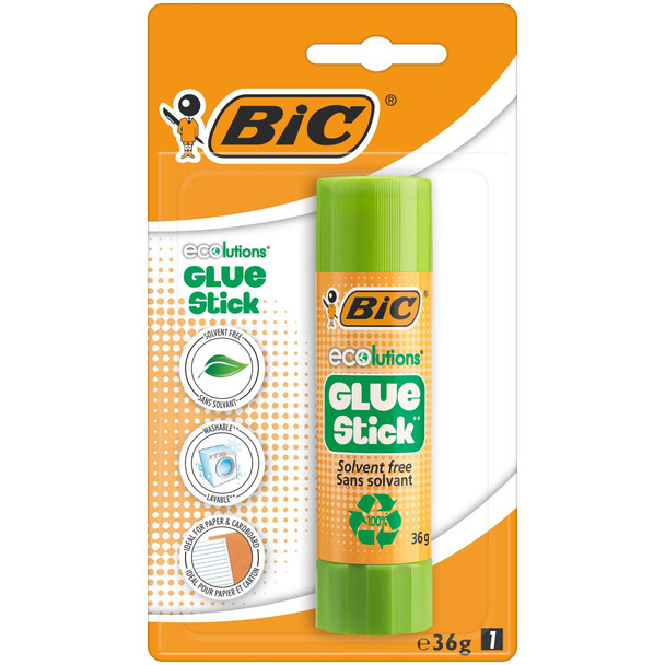 Bic Ecolutions Glue Stick Washable And Solvent Free 36G Each - 948726 948726