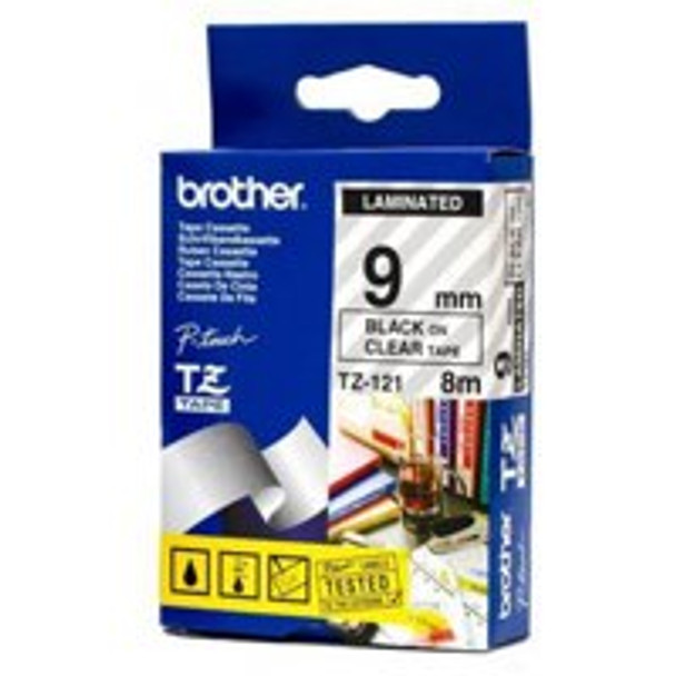 Brother Black On Clear Label Tape 9Mm X 8M - TZE121 TZE121