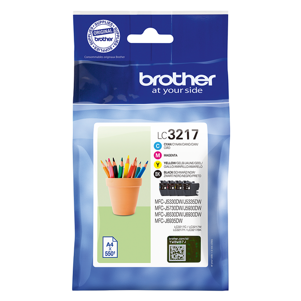 Brother Black Cyan Magenta Yellow Standard Capacity Ink Cartridge Multipack 15Ml LC3217VAL