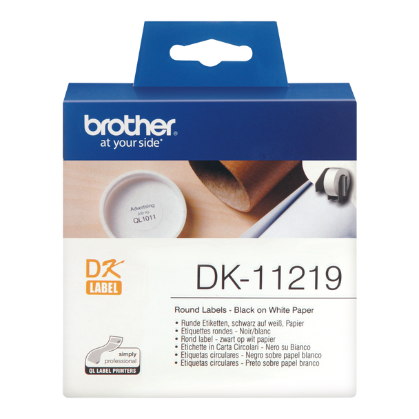 Brother Black On White Round 12Mm Labels 1200 Labels - DK11219 DK11219