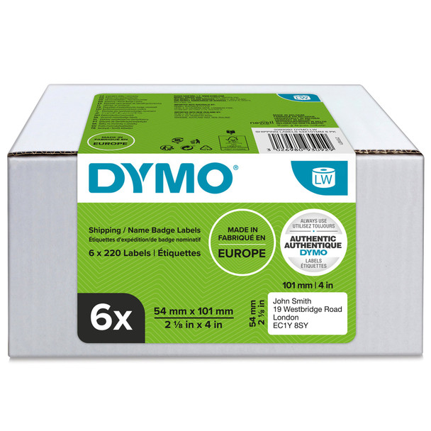 Dymo Labelwriter Shipping Label Or Name Badge 54X101mm 220 Labels Per Roll White 2093092 Dymo Labelwriter Shipping Label Or Name Badge 54X101mm 220 Labels Per Roll White 2093092