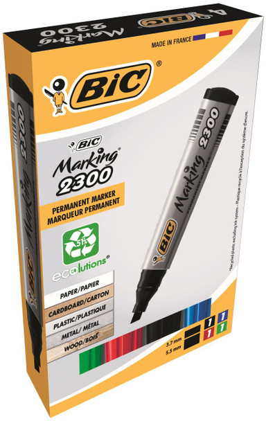 Bic Marking 2300 Permanent Marker Chisel Tip 3.7-5.5Mm Line Assorted Colours Pac 8209222