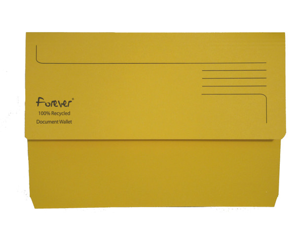 Exacompta forever Document Wallet Manilla Foolscap Half Flap 290Gsm Yellow Pack 211/5003Z
