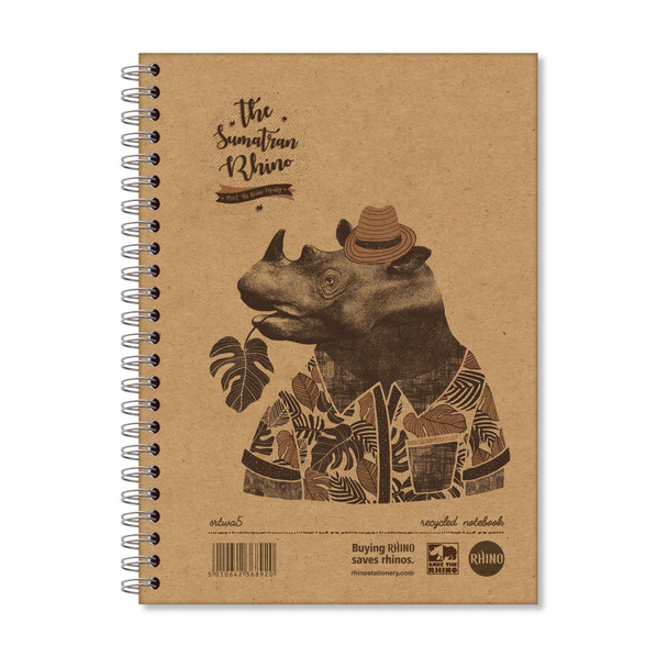 Save The Rhino Recycled Twinwire Hardback Notebook A5 160 Pages Pack 5 SRTWA5 SRTWA5