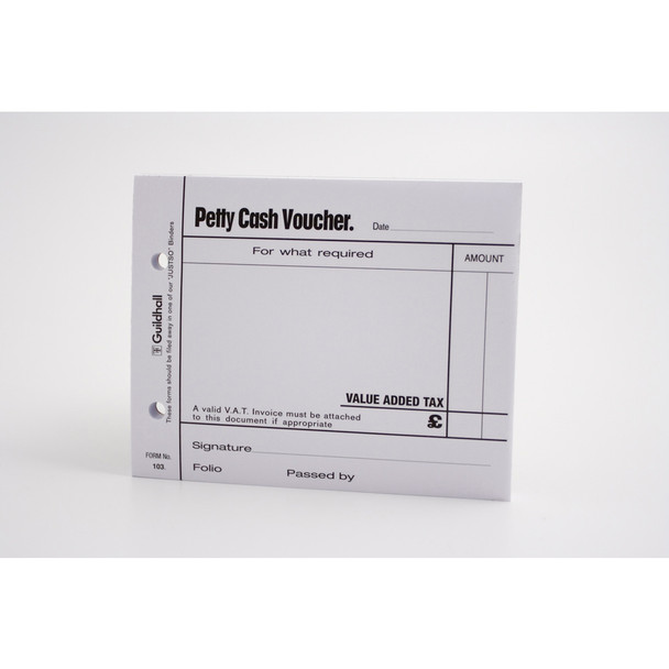 Guildhall Petty Cash Voucher Pad 127X101mm White 100 Pages Pack 5 103-WHTZ Guildhall Petty Cash Voucher Pad 127X101mm White 100 Pages Pack 5 103-WHTZ