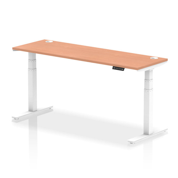 Dynamic Air 1800 X 600Mm Height Adjustable Desk Beech Top Cable Ports White Leg HA01144