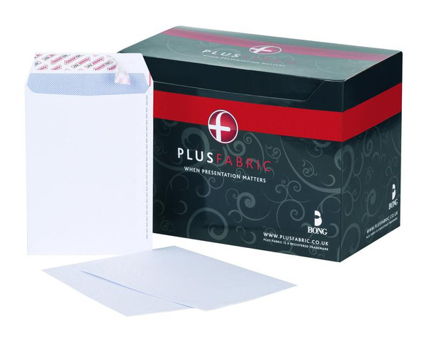 Plus Fabric Pocket Envelope C5 Peel And Seal Plain Easy Open Power-Tac 120Gsm Wh B26139