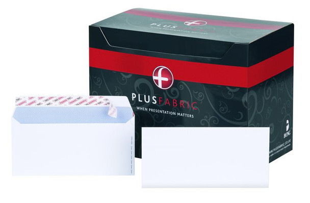 Plus Fabric Wallet Envelope Dl Peel And Seal Plain Easy Open Power-Tac 120Gsm Wh E27370