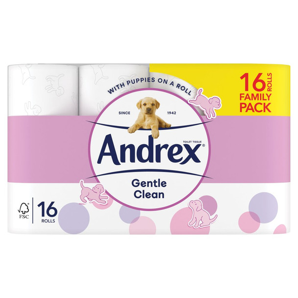 Andrex Gentle Clean Toilet Rolls White Pack 16 1102122 10017