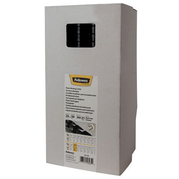 Fellowes Binding Comb A4 25Mm Black Pack 50 5348504 5348504