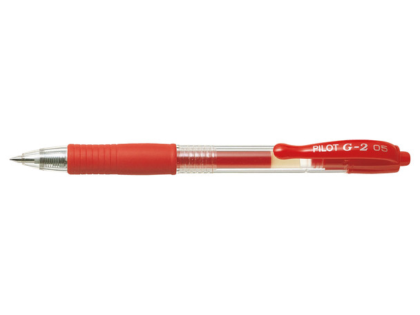 Pilot G-205 Retractable Gel Rollerball Pen 0.5Mm Tip 0.32Mm Line Red Pack 12 40101202