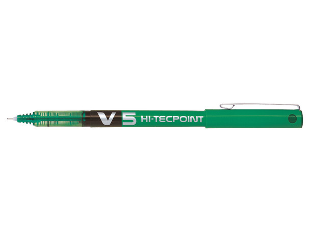 Pilot V5 Hi-Tecpoint Liquid Ink Rollerball Pen 0.5Mm Tip 0.3Mm Line Green Pack 1 100101204