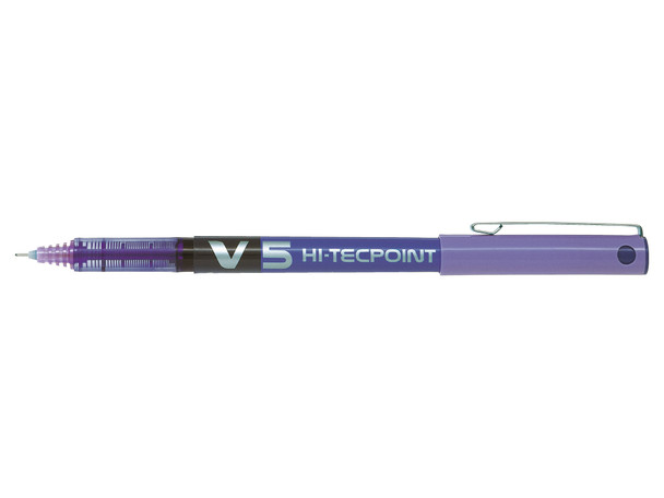 Pilot V5 Hi-Tecpoint Liquid Ink Rollerball Pen 0.5Mm Tip 0.3Mm Line Violet Pack 100101208