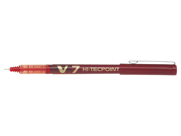 Pilot V7 Hi-Tecpoint Liquid Ink Rollerball Pen 0.7Mm Tip 0.5Mm Line Red Pack 12 101101202