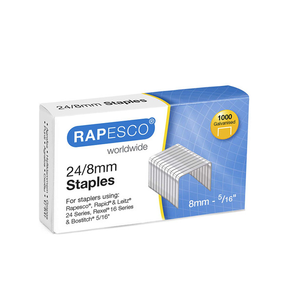 Rapesco 24/8Mm Galvanised Staples Pack 1000 1456
