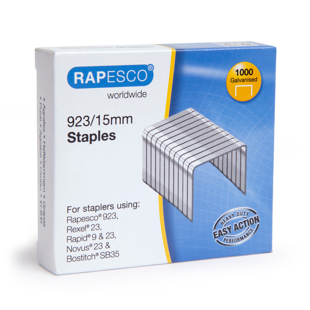 Rapesco 923/15Mm Galvanised Staples Pack 1000 1239