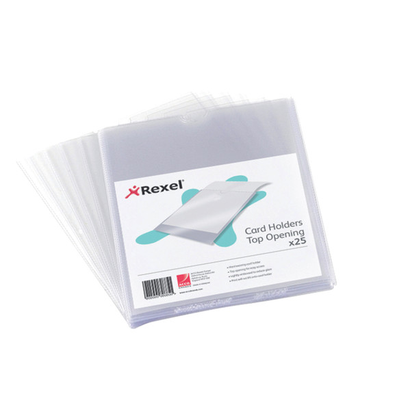 Rexel Nyrex Card Holder Polypropylene 152X102mm Top Opening Clear Pack 25 12030 12030