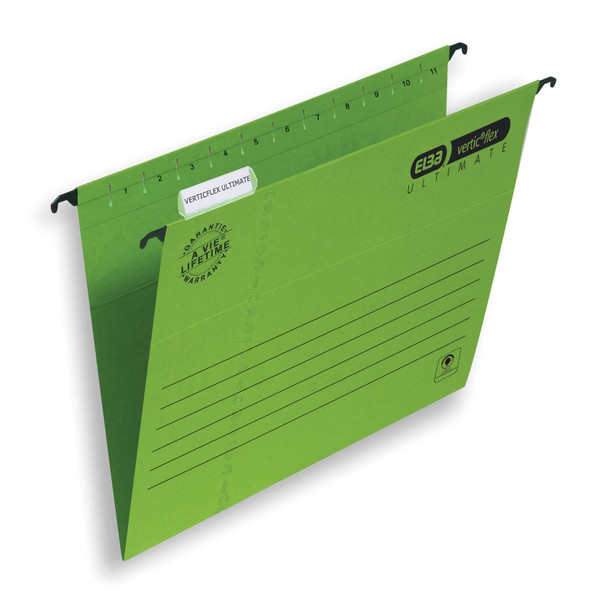 Elba Verticflex Ultimate Foolscap Suspension File Manilla 15Mm V Base Green Pack 100331170