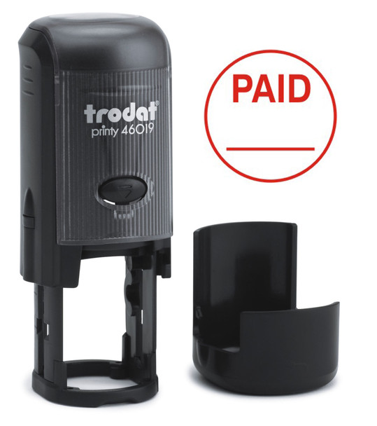Trodat Printy 46019 Self Inking Word Stamp Paid 19Mm Diameter Red Ink 54291