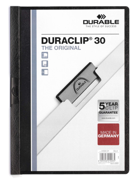 Durable Duraclip 30 Report File 3Mm A4 Black Pack 25 220001 220001