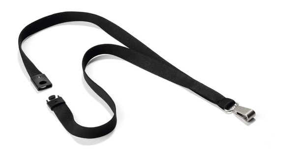 Durable Textile Lanyard for Name Badges 440Mm Soft Black Pack 10 812701
