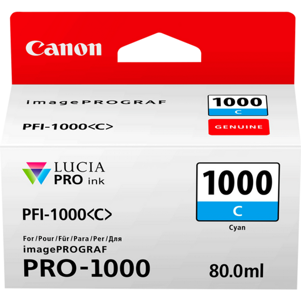 Canon Pfi1000c Cyan Standard Capacity Ink Cartridge 80Ml - 0547C001 0547C001