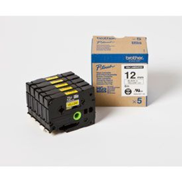 Brother HGE-631V5 Black on Yellow 5pk HGE631V5
