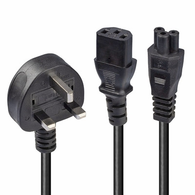Lindy 30374 2.5M  3 Pin Plug To Iec C13 & Iec C5 Splitter Extension Cable Blac 30374