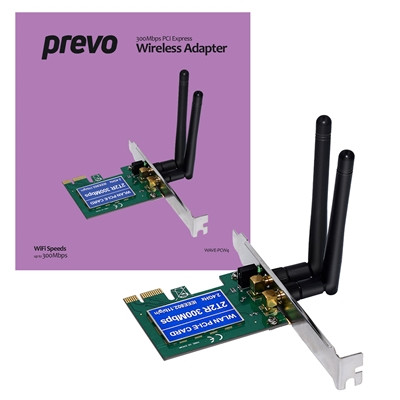 Prevo 300Mbps Pci Express Wireless Adapter With Additional Low Profile Bracket PCW4