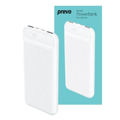 Prevo Sp3012 10000Mah Dual Slim Portable Power Bank White SP3012-W