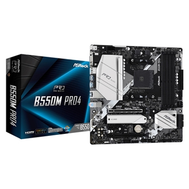 Asrock B550M PRO4 Amd Socket Am4 Micro Atx Hdmi/Displayport/Vga Dual M.2 Us B550M PRO4