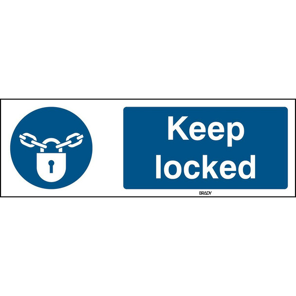 Brady M/M028/EN42/TWM-450X150-1 ISO Safety Sign - Keep locked M/M028/EN42/TWM-450X150-1