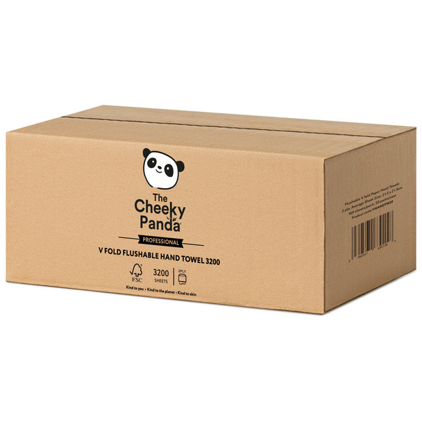 Cheeky Panda Sustainable V Fold Flushable Bamboo Hand Towel Pack 3200 - VHANDTW2 VHANDTW20 Cheeky Panda Sustainable V Fold Flushable Bamboo Hand Towel Pack 3200 - VHANDTW2 VHANDTW20