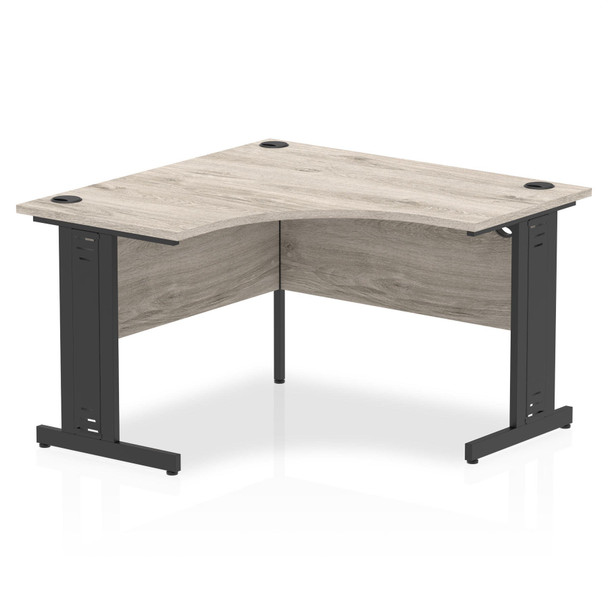 Impulse Corner Office Desk W1200 X D1200 X H730mm Cable Managed Leg Grey Oak Fin I004577